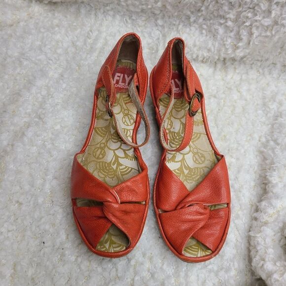 Fly‎ London Ankle Strap Wedge Sandals sz 37 - Picture 2 of 10